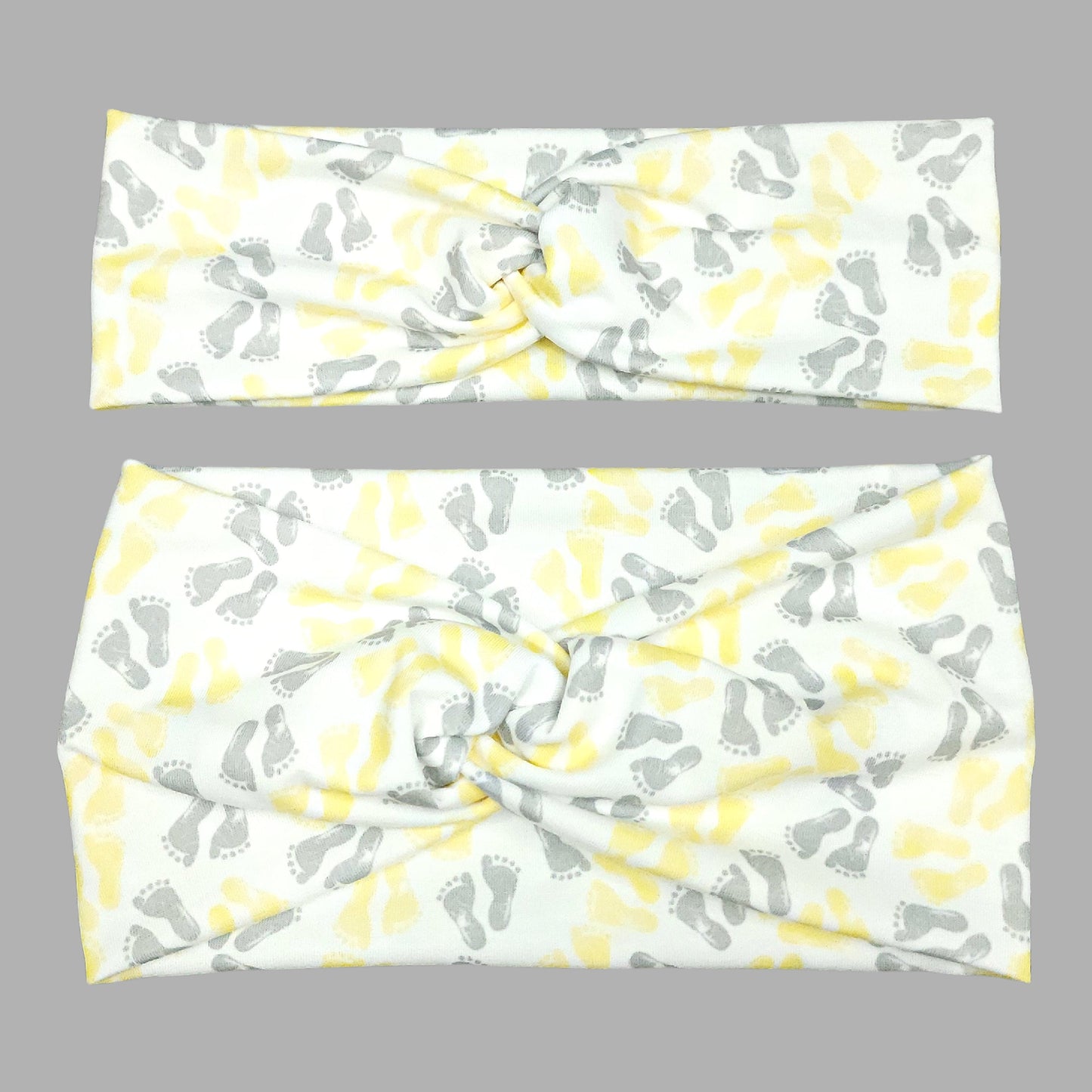 Yellow and Gray Baby Feet Nursing Headband for Women