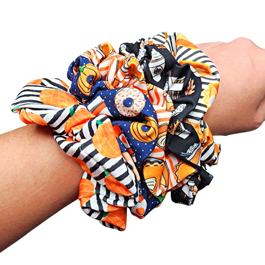 Navy Polka Dot Fall Donuts Scrunchie