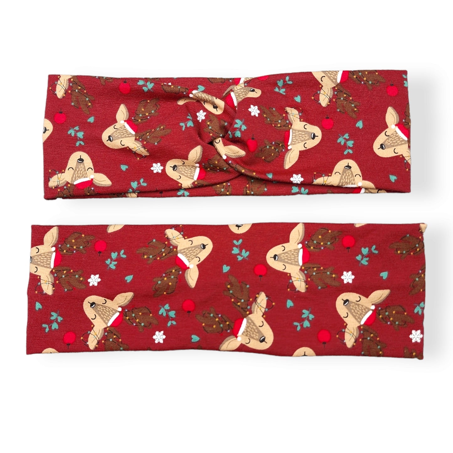 Burgundy Reindeer Christmas Headband for Women
