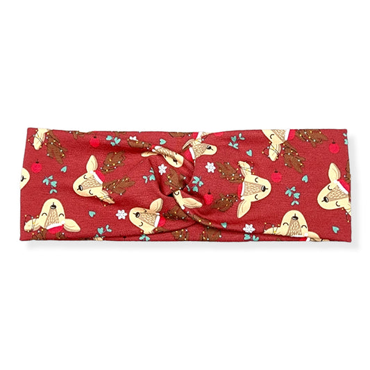 Burgundy Reindeer Christmas Headband for Women