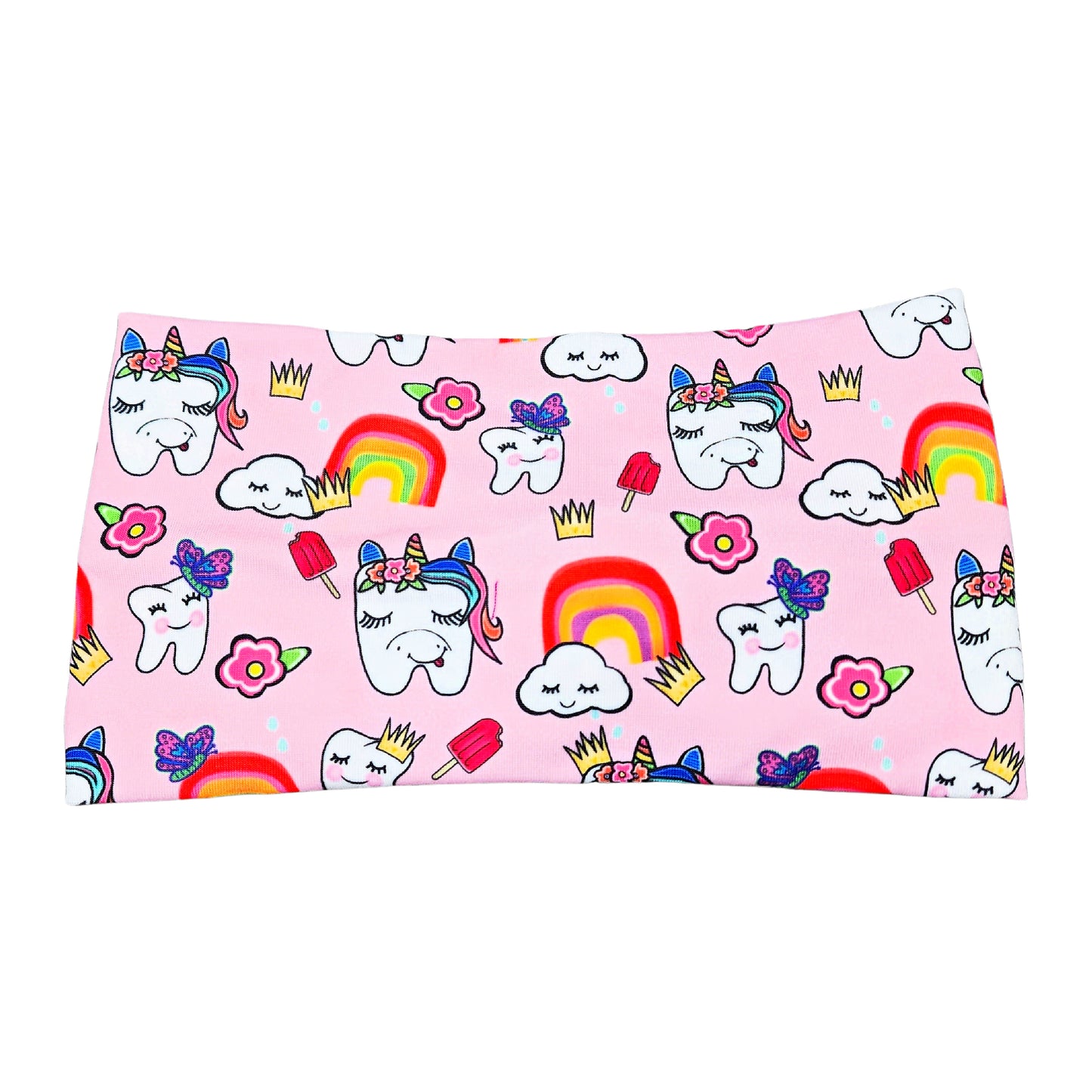 Wide Rainbow Unicorn Kawaii Tooth Print Headband for Women