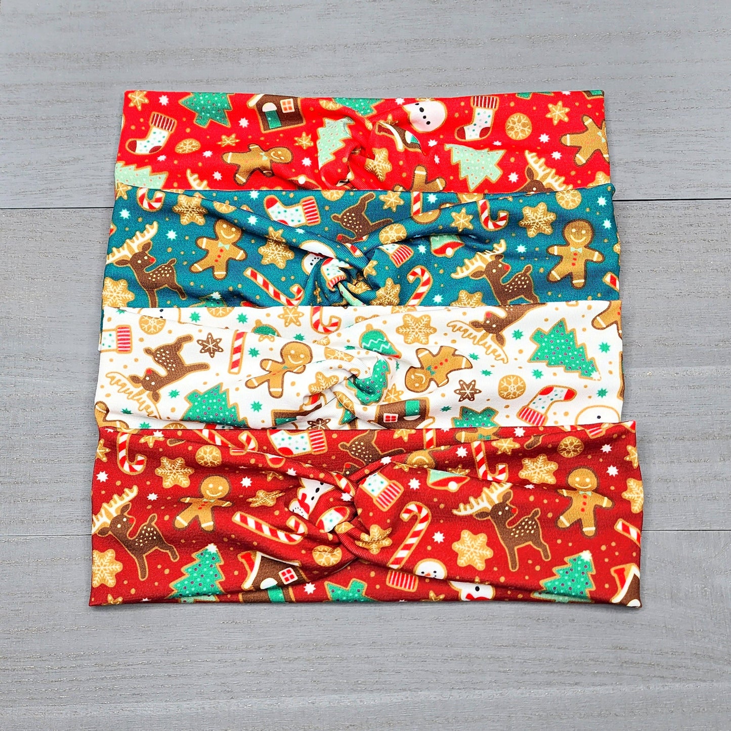 Red Christmas Gingerbread Cookie Print Headband