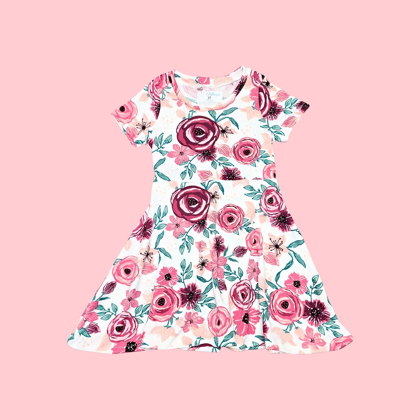 Mauve Rose Floral Twirly Dress for Girls