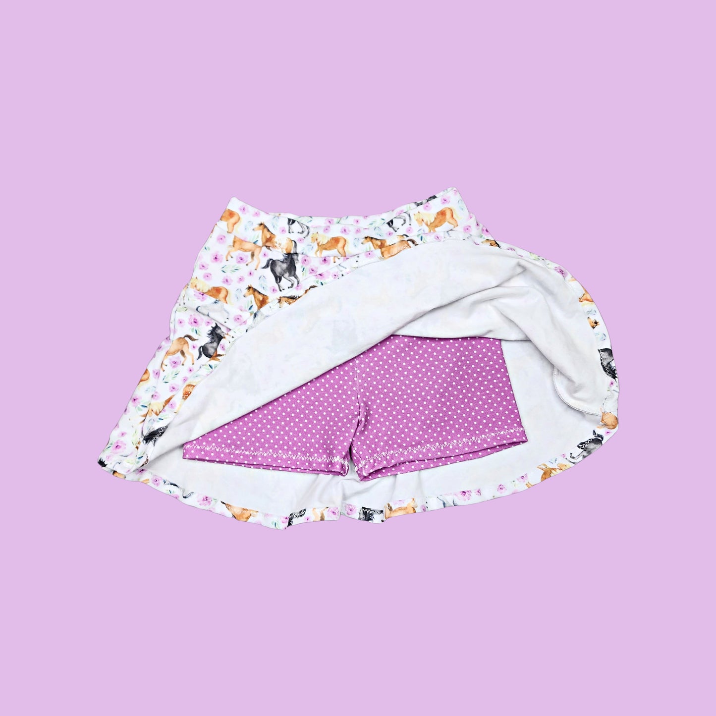 Floral Horse Print Skort for Girls, 3m - 12Y