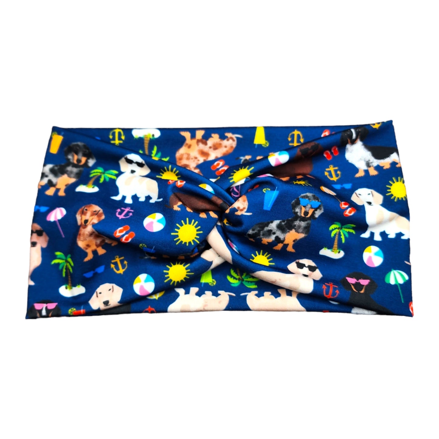 Wide Summer Beach Dachshund Dogs Print Headband for Women