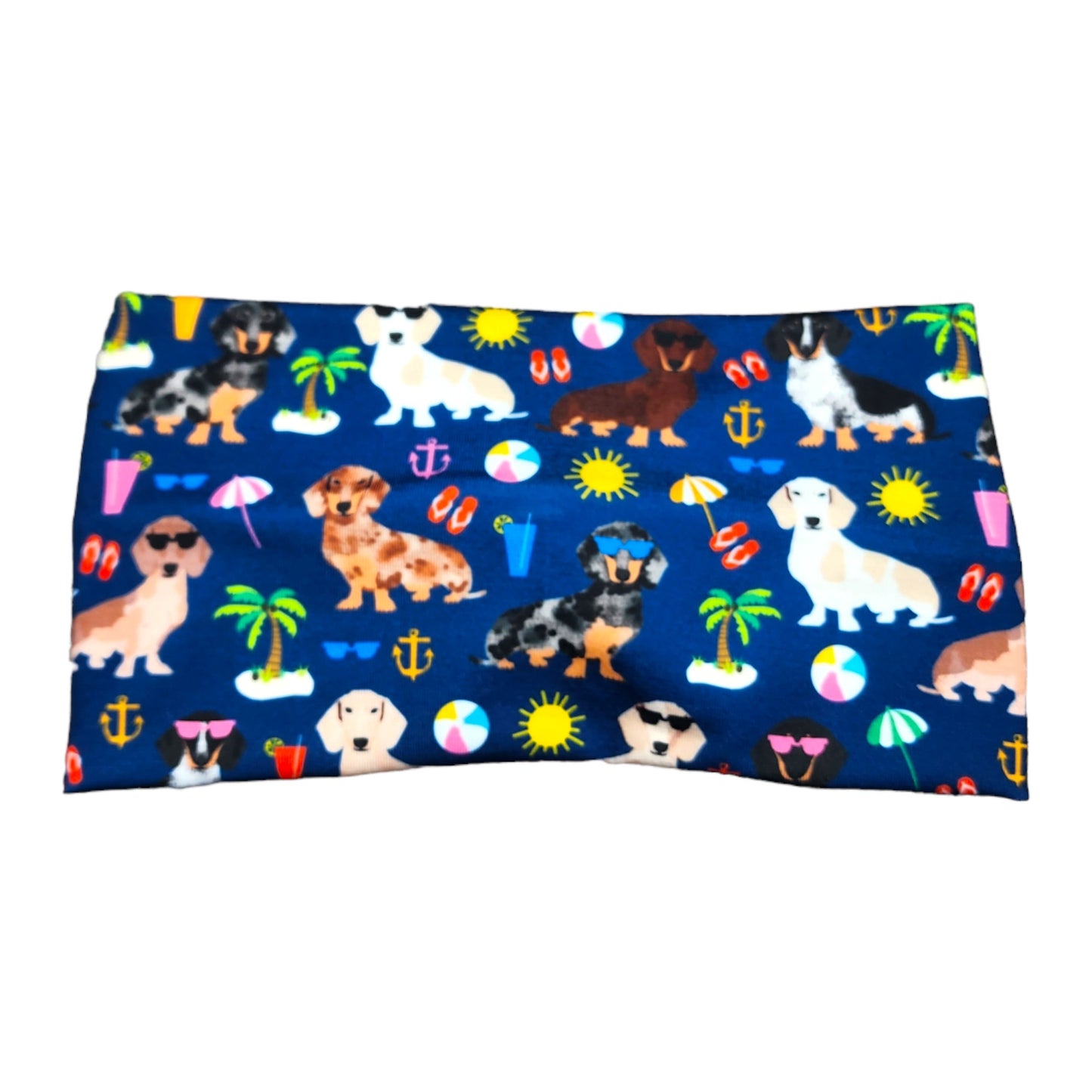 Wide Summer Beach Dachshund Dogs Print Headband for Women
