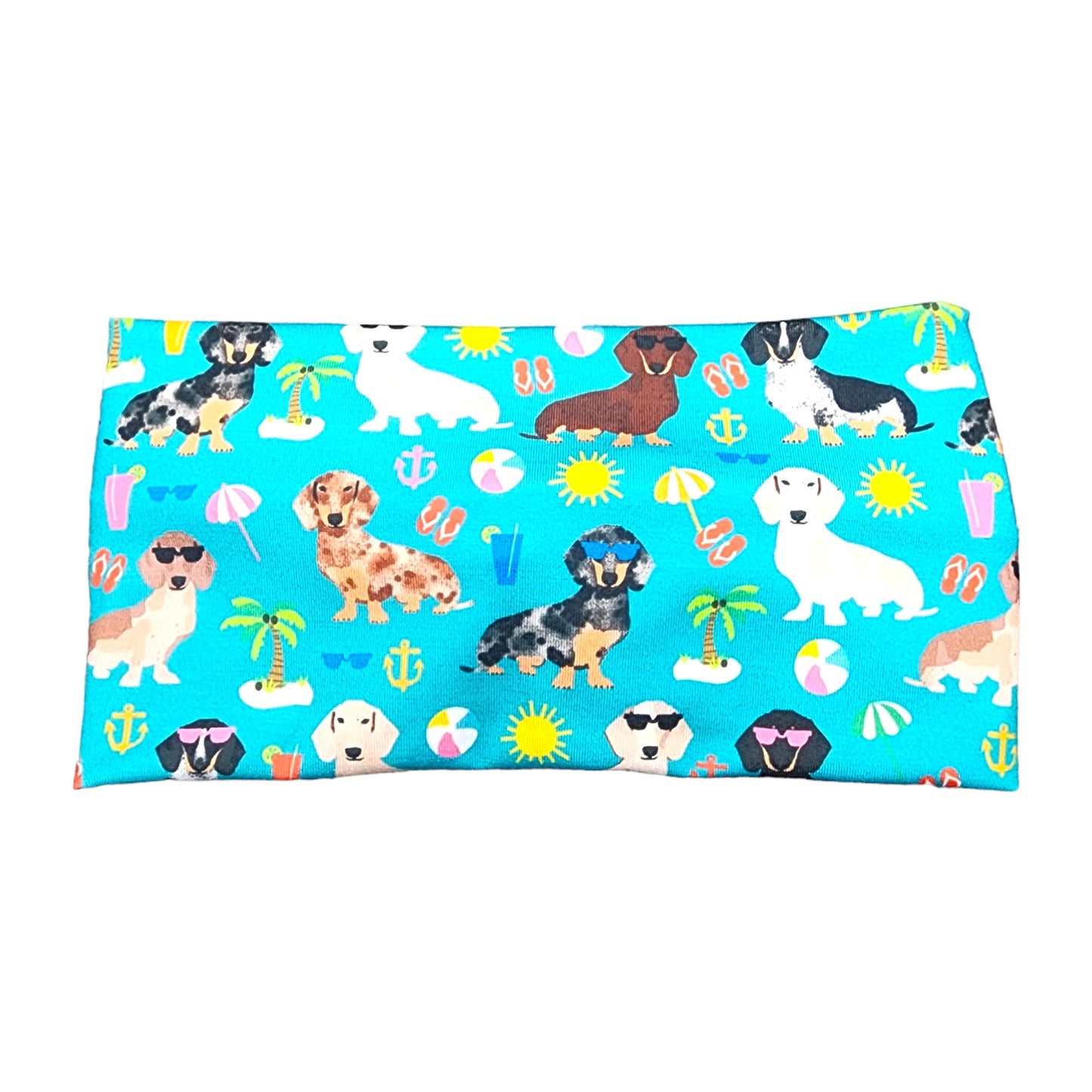 Wide Summer Beach Dachshund Dogs Print Headband for Women