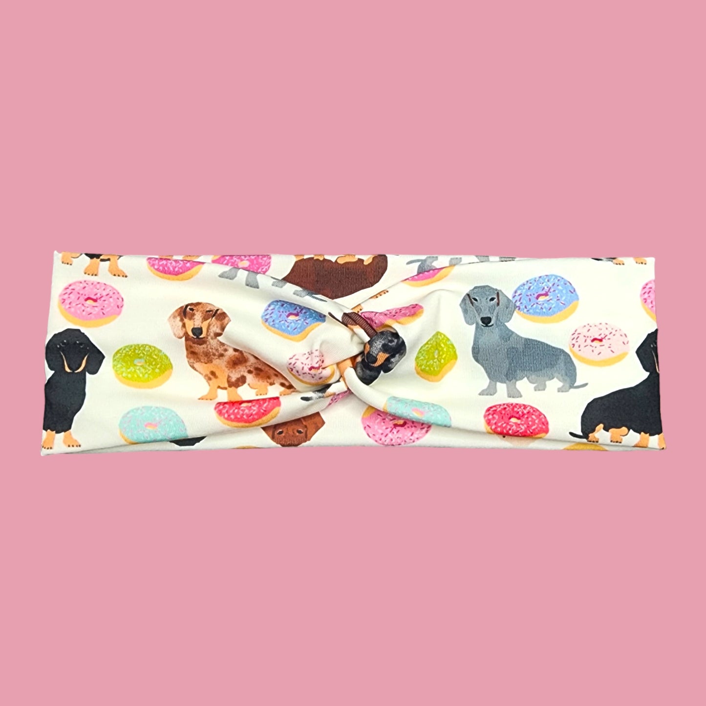 Cute and Funny Dachshund Dog and Food Print Headband