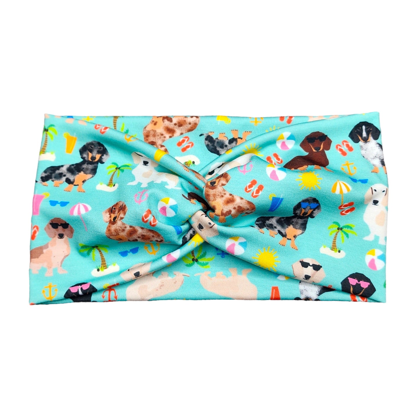 Wide Summer Beach Dachshund Dogs Print Headband for Women