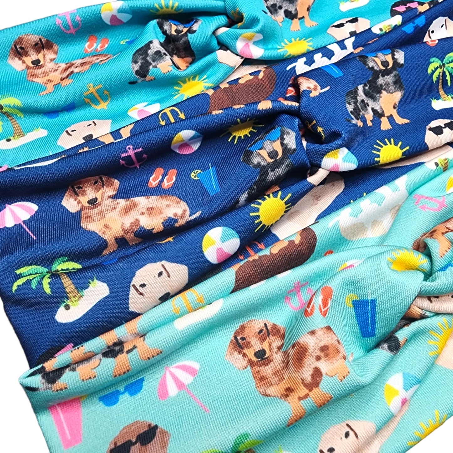 Wide Summer Beach Dachshund Dogs Print Headband for Women