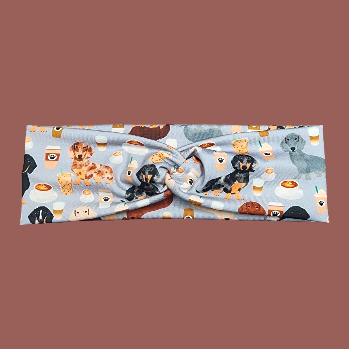 Cute and Funny Dachshund Dog and Food Print Headband
