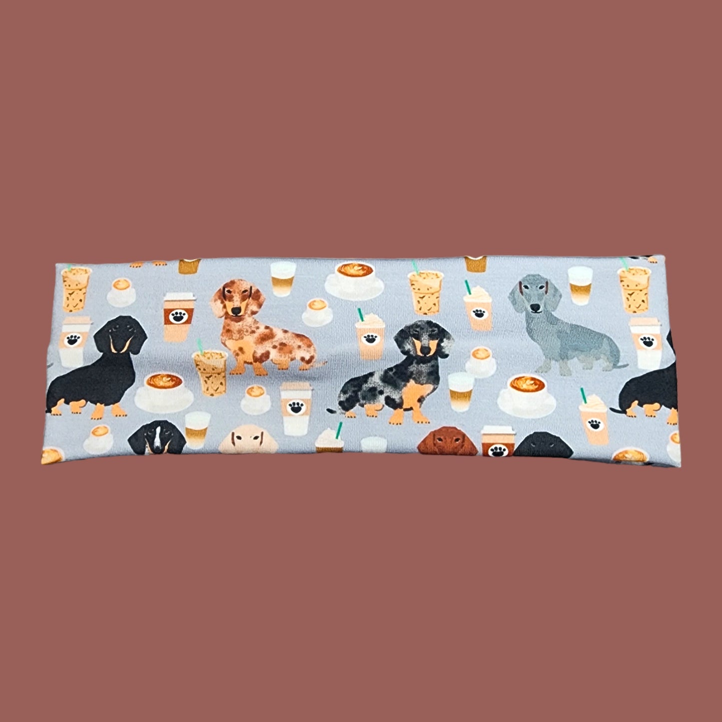 Cute and Funny Dachshund Dog and Food Print Headband