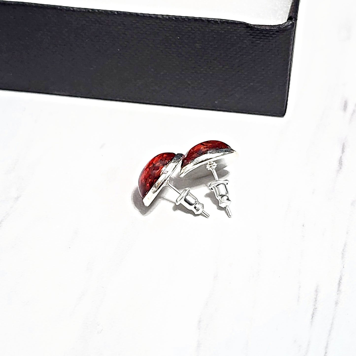 Pink or Red Glitter Holiday Stud Earrings
