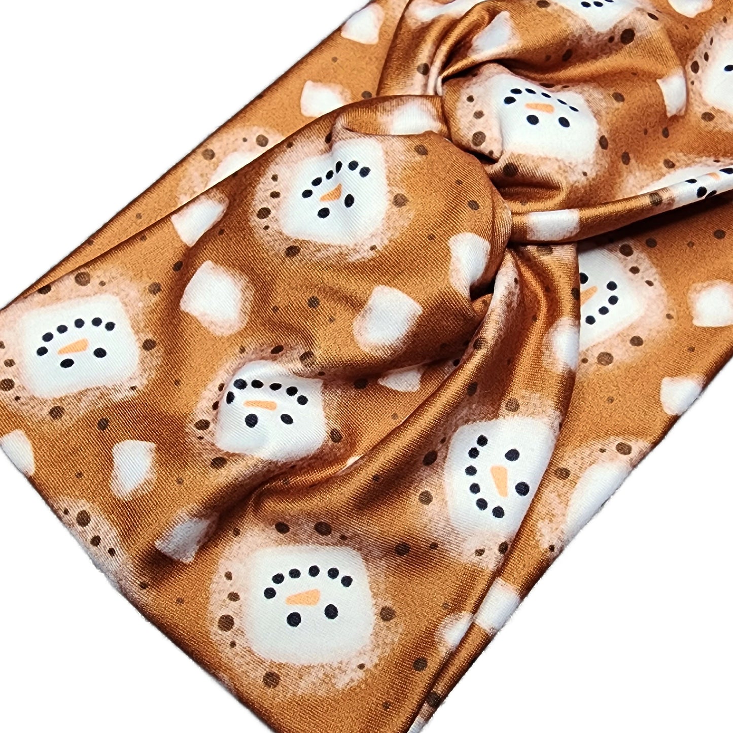 Wide Snowman Marshmallow Cocoa Headband