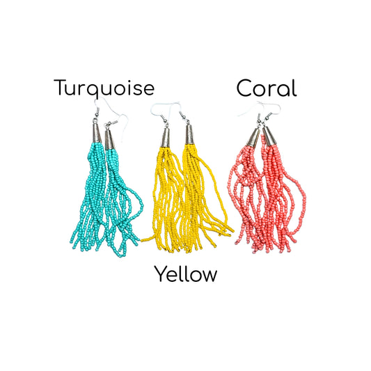 Beaded Long Fringe Earrings