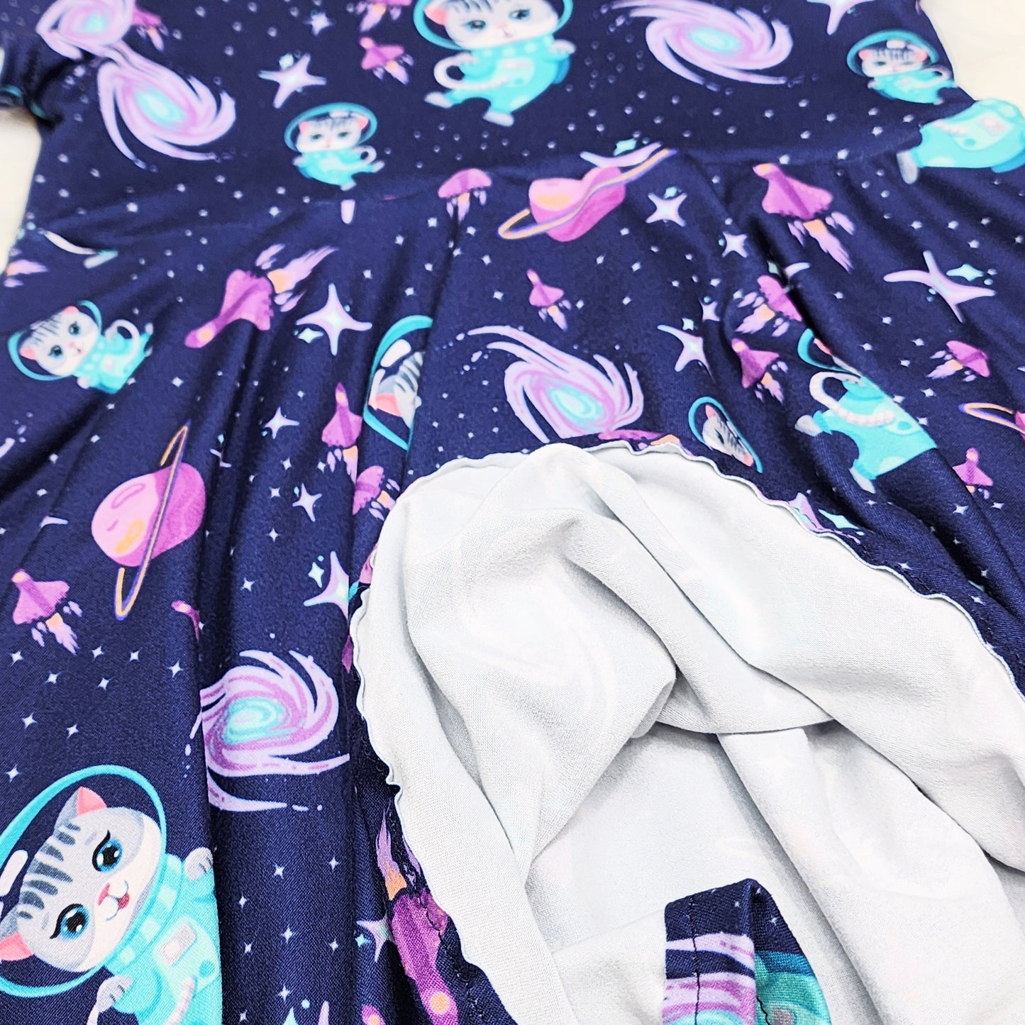 Space Cat Twirly Dress for Girls