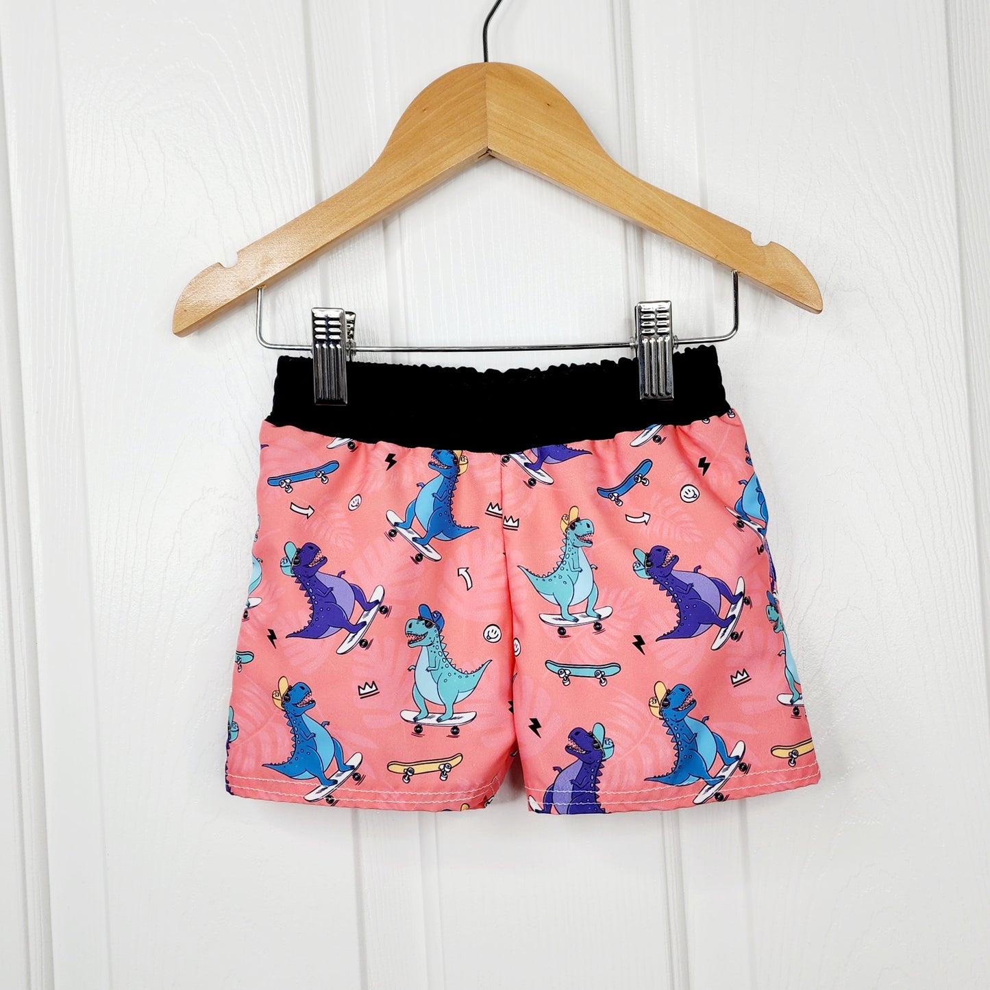 Salmon Skateboarding Dinosaur Dwim Trunks