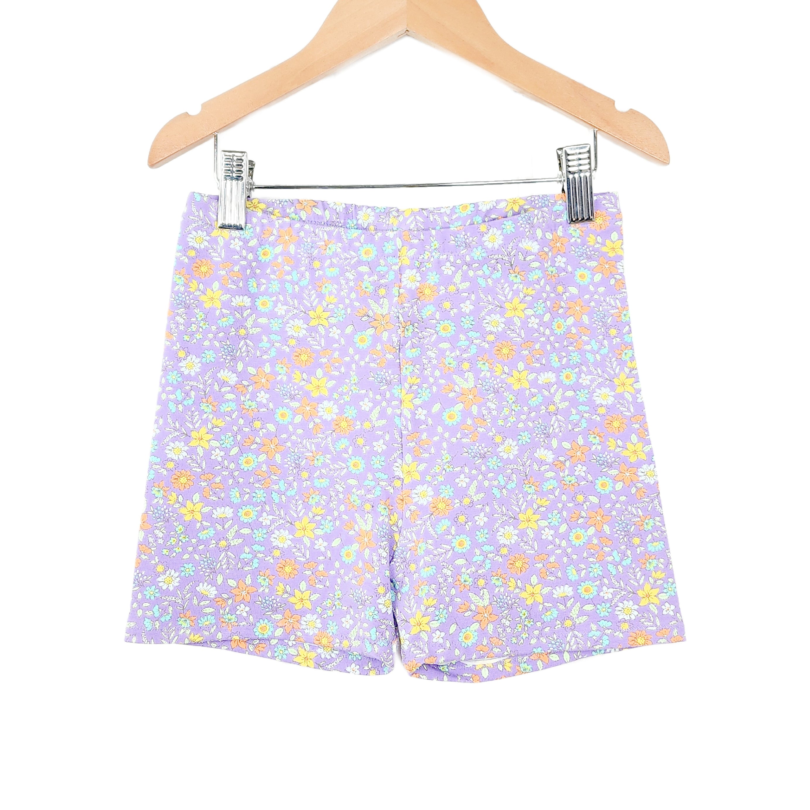 Purple Flower Bike Shorts for Girls