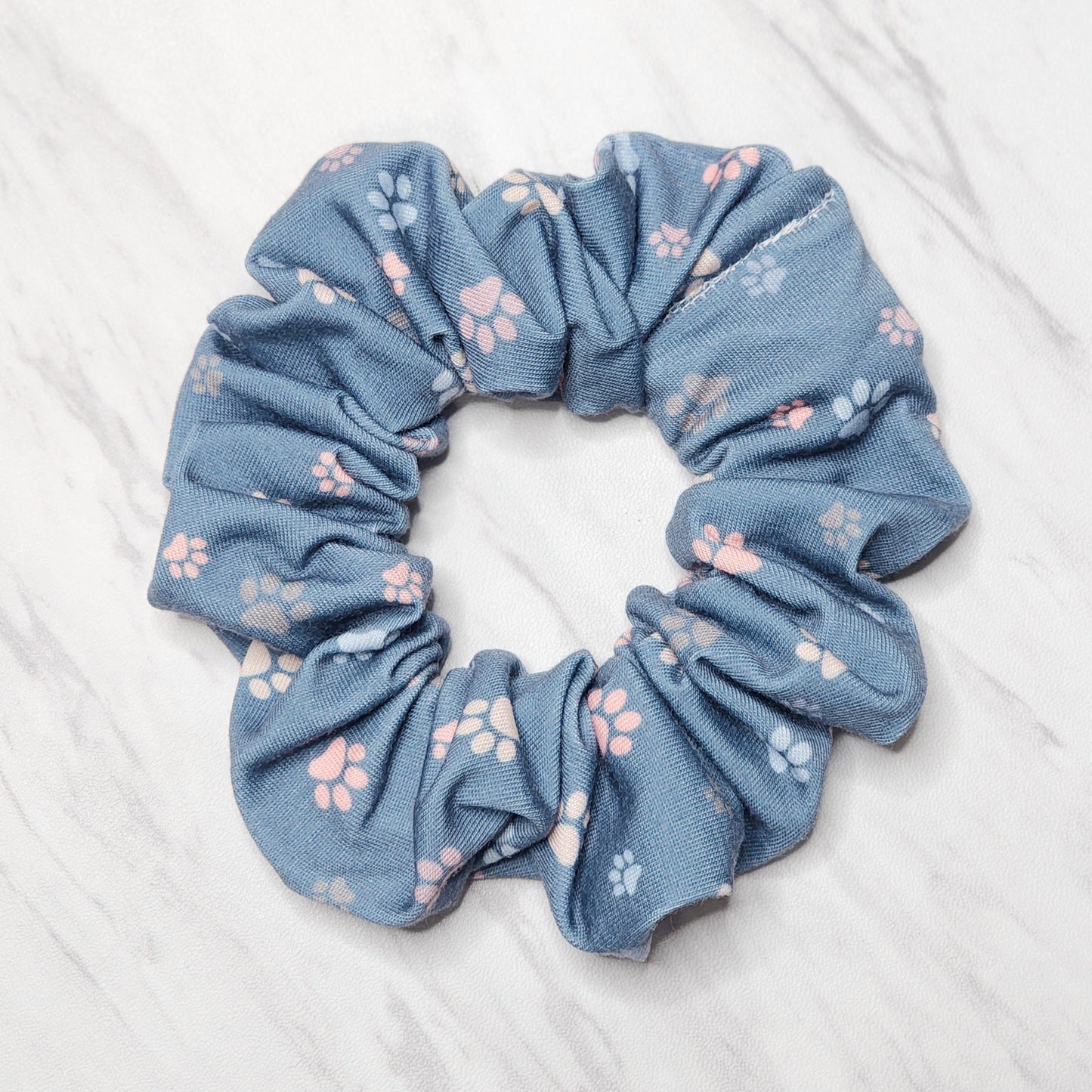 Pastel Dog Paw Print Scrunchie