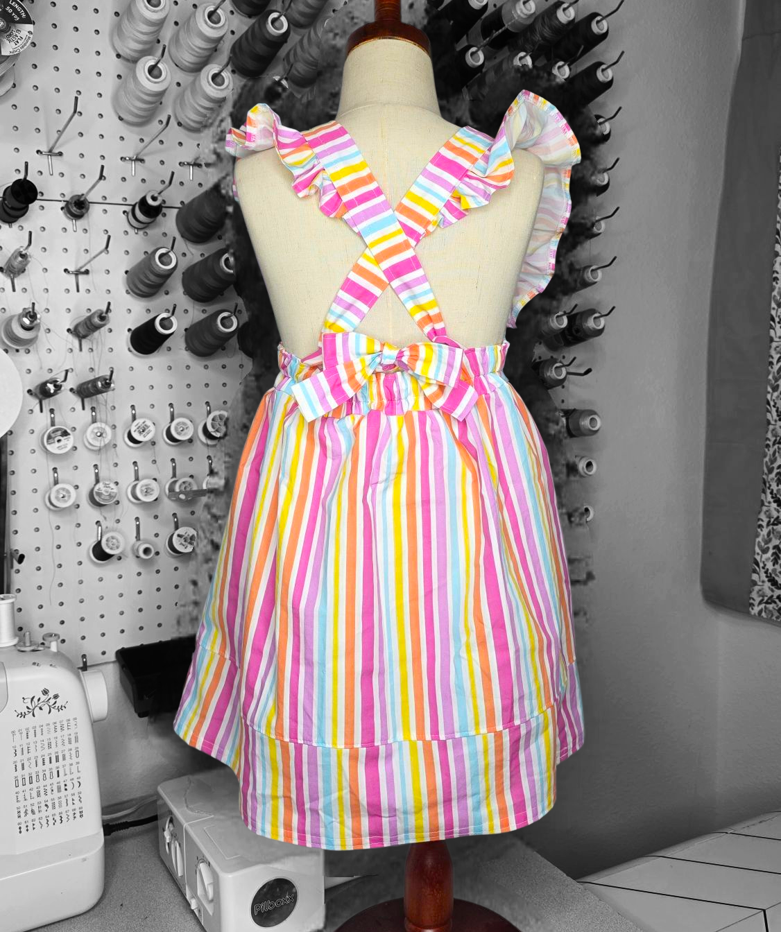 Candy Stripe Ruffle Dress, Size 7