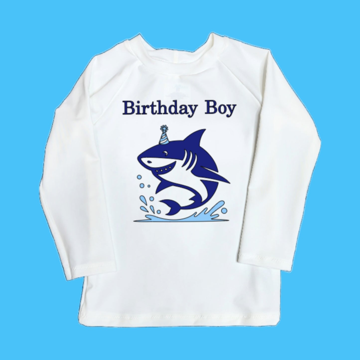 Shark Birthday Swim Shirt, Made to Order