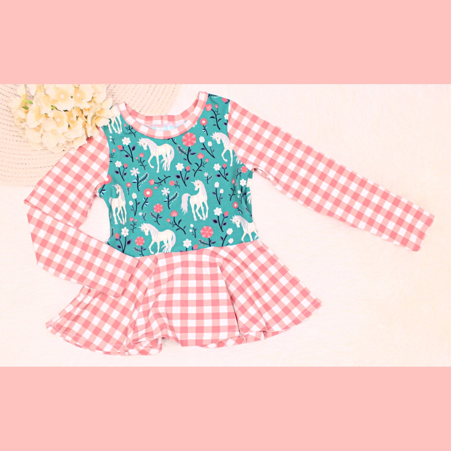 Girls Size 5 Unicorn Peplum Shirt