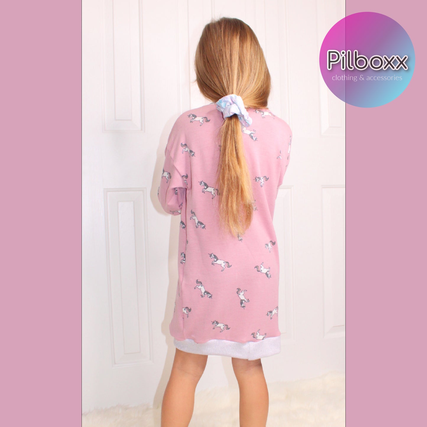 Cozy Unicorn Sweatshirt Dress for Girls, Size 7, Ready to Ship