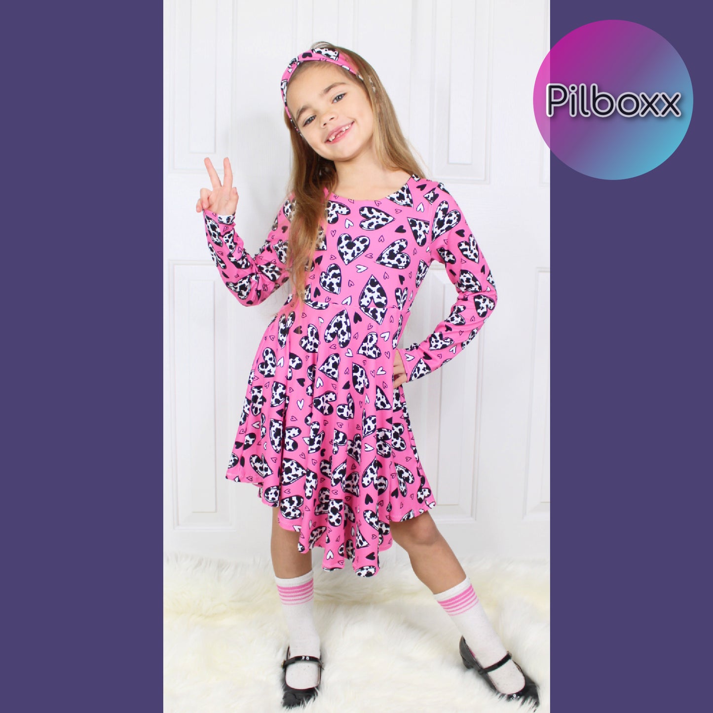 Cow Print Valentine's Dress for Girls, TAT 2 weeks