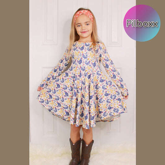 Beige Chicken Dress for Girls, TAT 2 weeks
