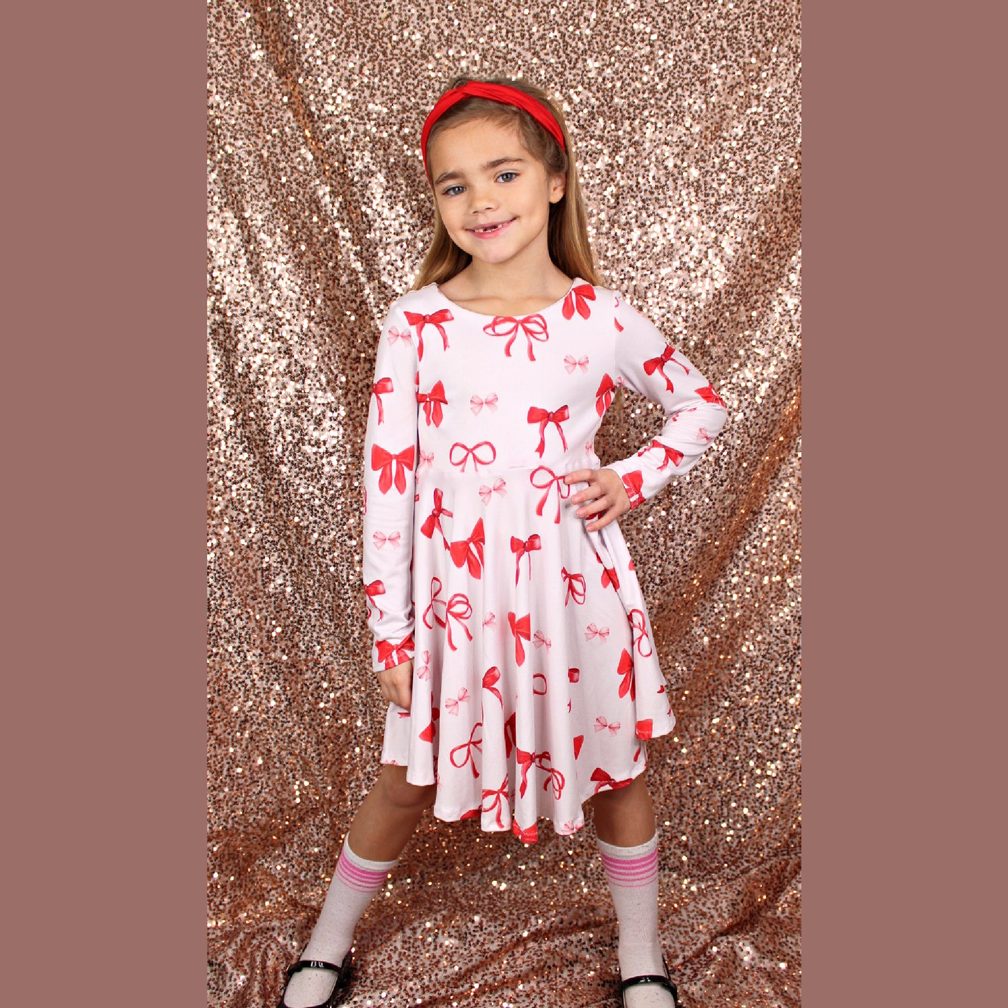 Valentine's Red Bow Dress for Girls, TAT 2 weeks