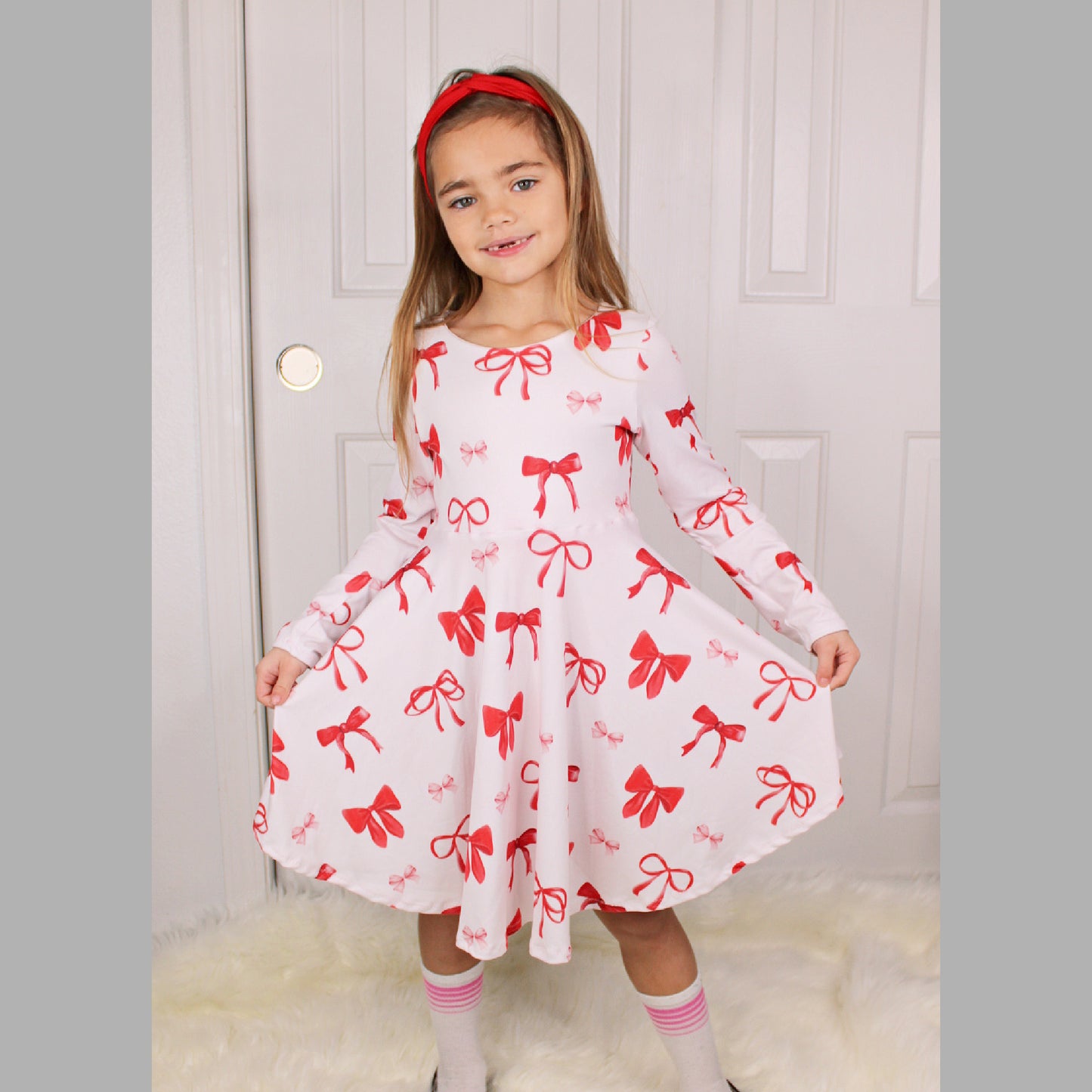 Valentine's Red Bow Dress for Girls, TAT 2 weeks
