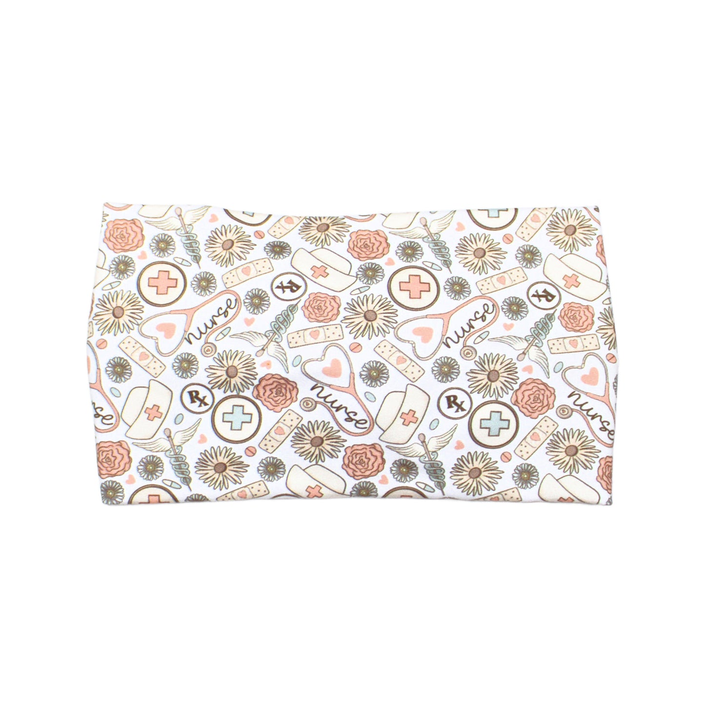 Wide Retro Floral Nurse Print Headband for Women