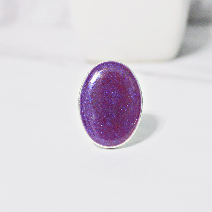 Resin Oval Statement Ring for Women, Adjustable