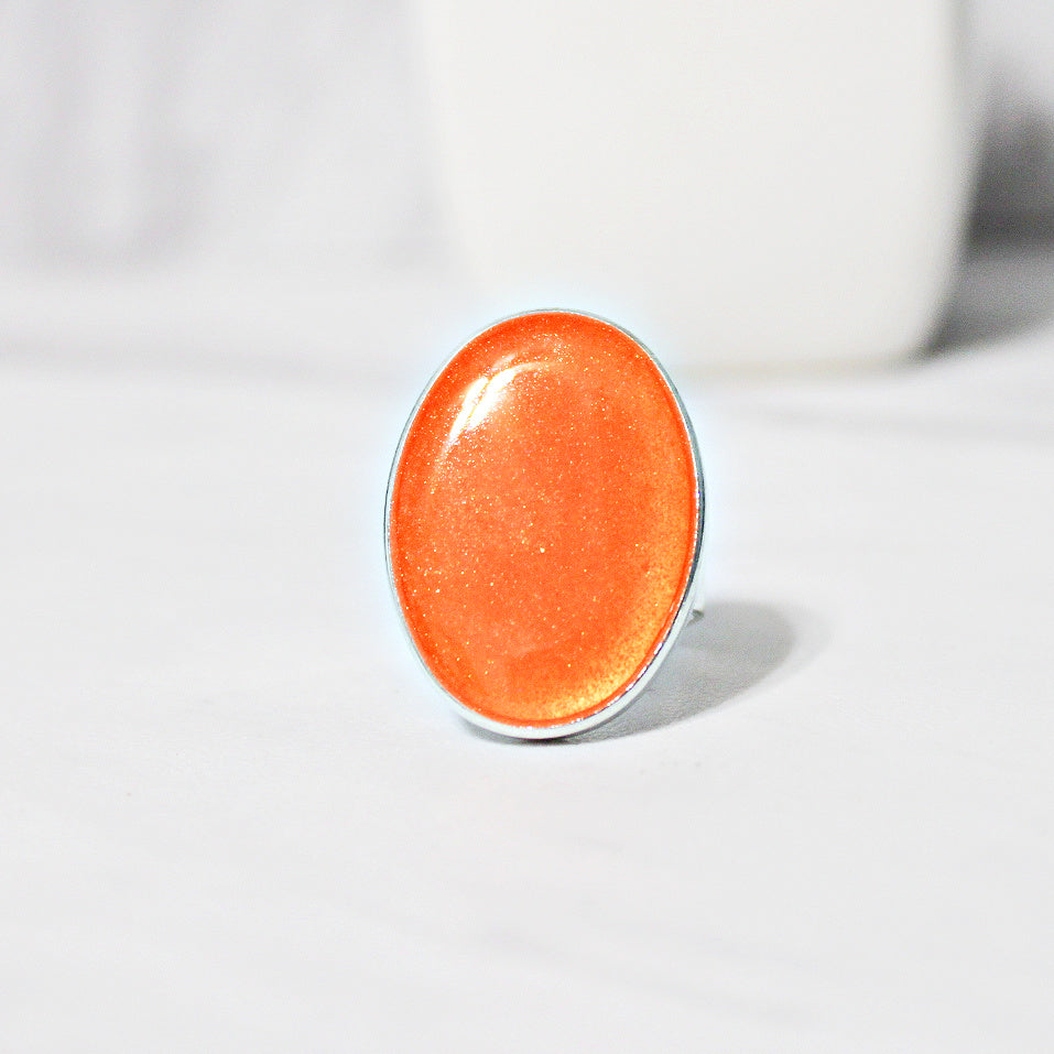 Resin Oval Statement Ring for Women, Adjustable