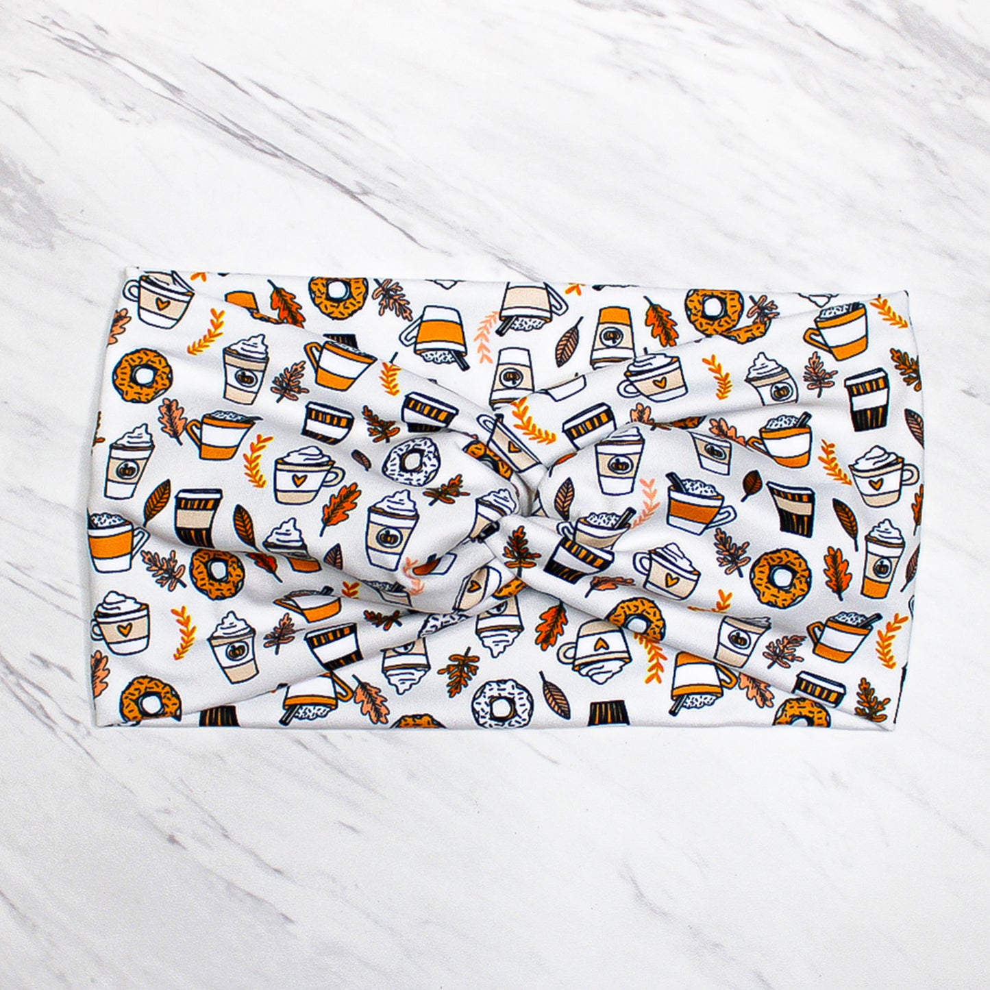 Wide Fall Pumpkin Spice Coffee Headband for Women, Super Soft Collection
