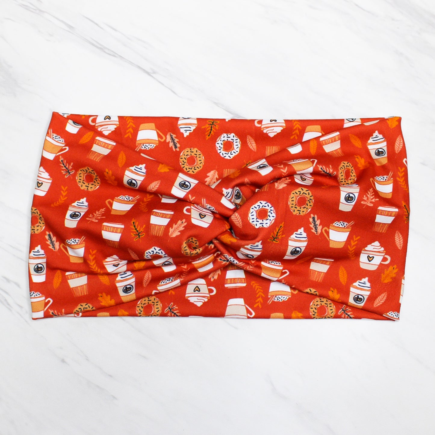 Wide Fall Pumpkin Spice Coffee Headband for Women, Super Soft Collection