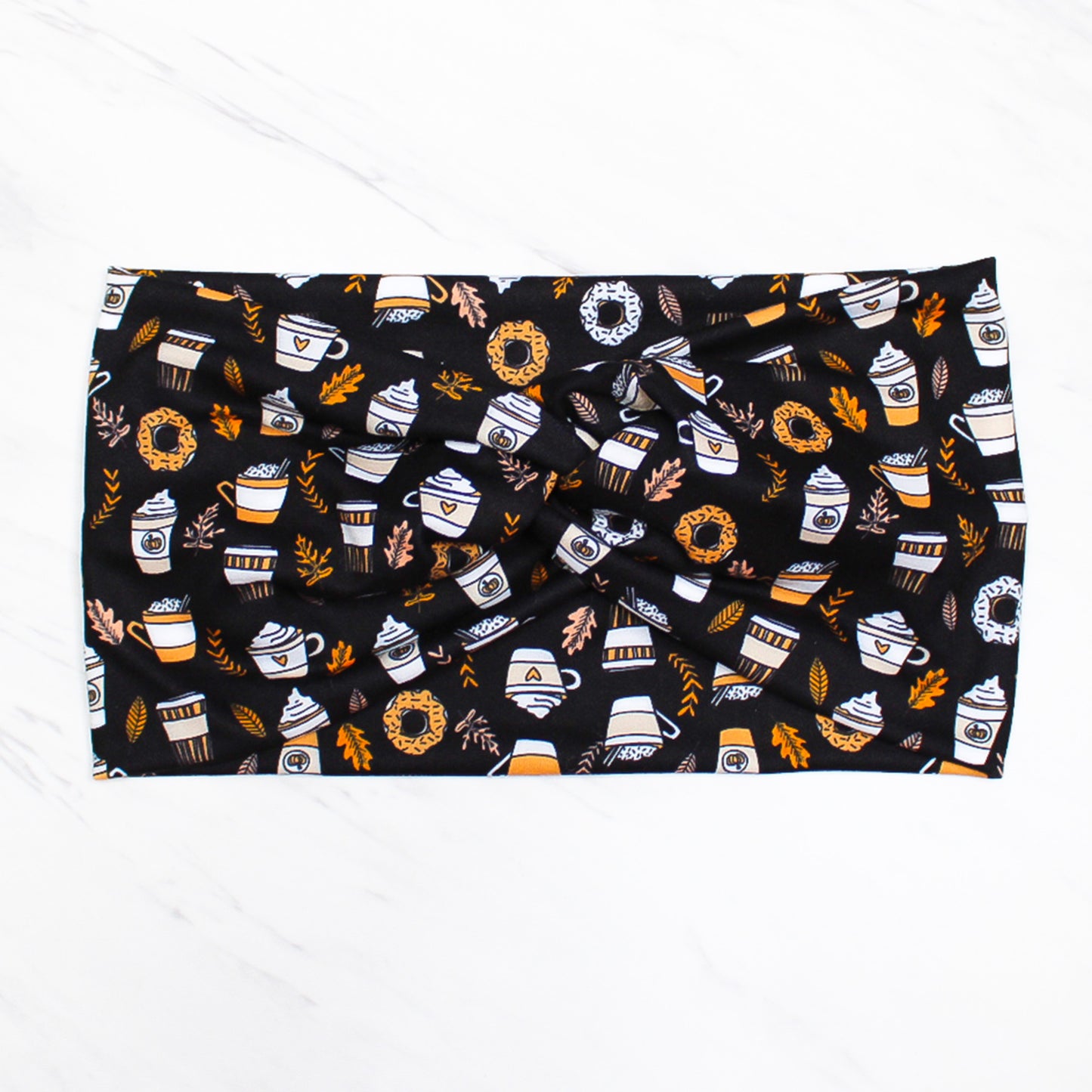 Wide Fall Pumpkin Spice Coffee Headband for Women, Super Soft Collection