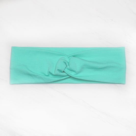 Solid Mint Green Headband, Cotton Spandex