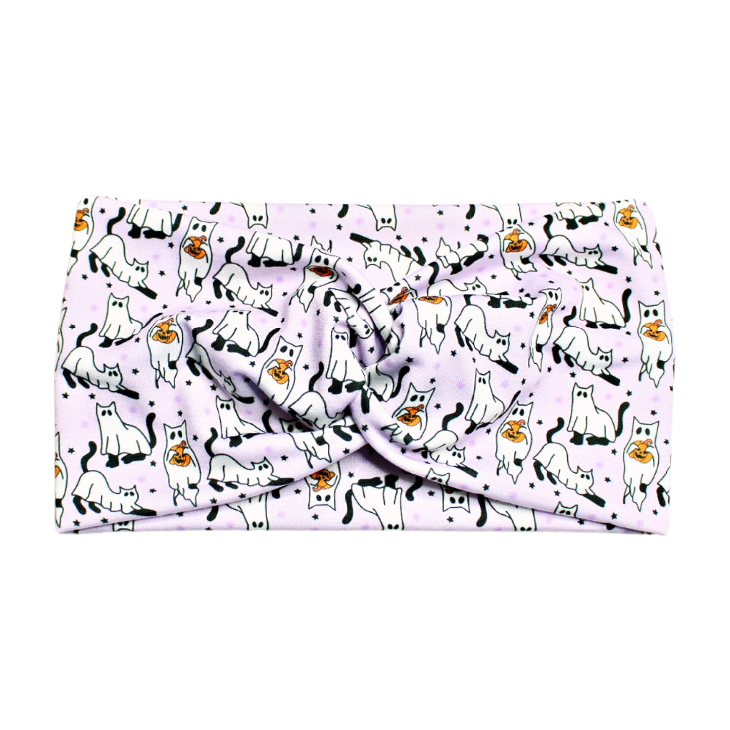Wide Purple Ghost Kitty Headband for Women