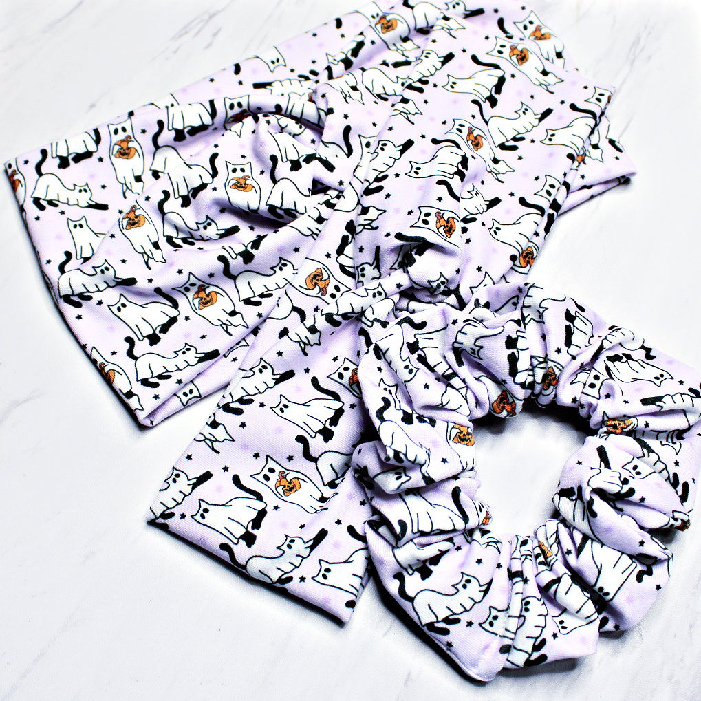 Pastel Purple Ghost Cats Hair Tie