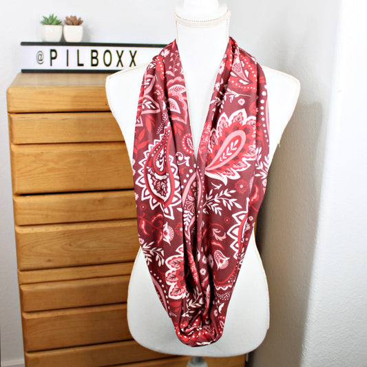Burgundy Paisley Infinity Scarf