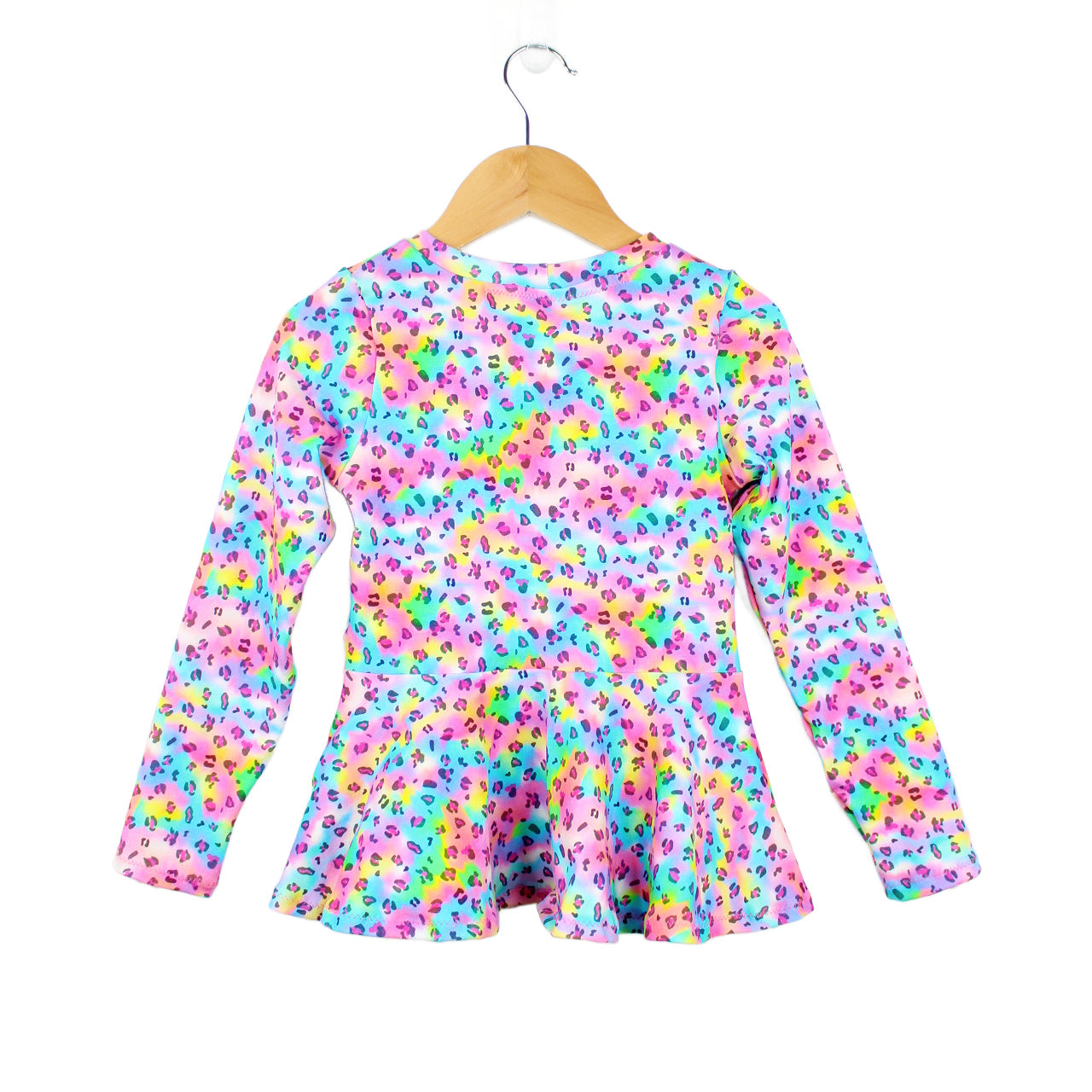 Neon Cheetah Peplum Top for Girls, Ready to Ship