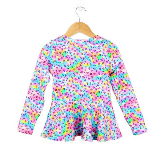 Neon Cheetah Peplum Top for Girls, Ready to Ship