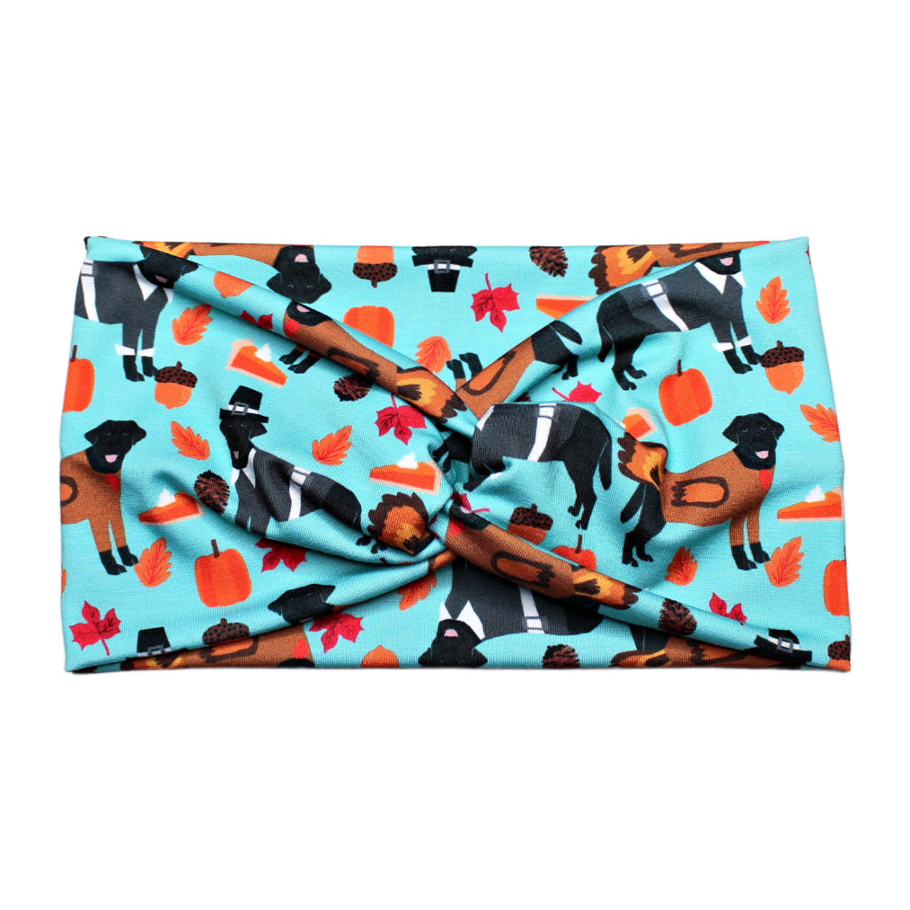 Wide Thanksgiving Labrador Dog Print Headband