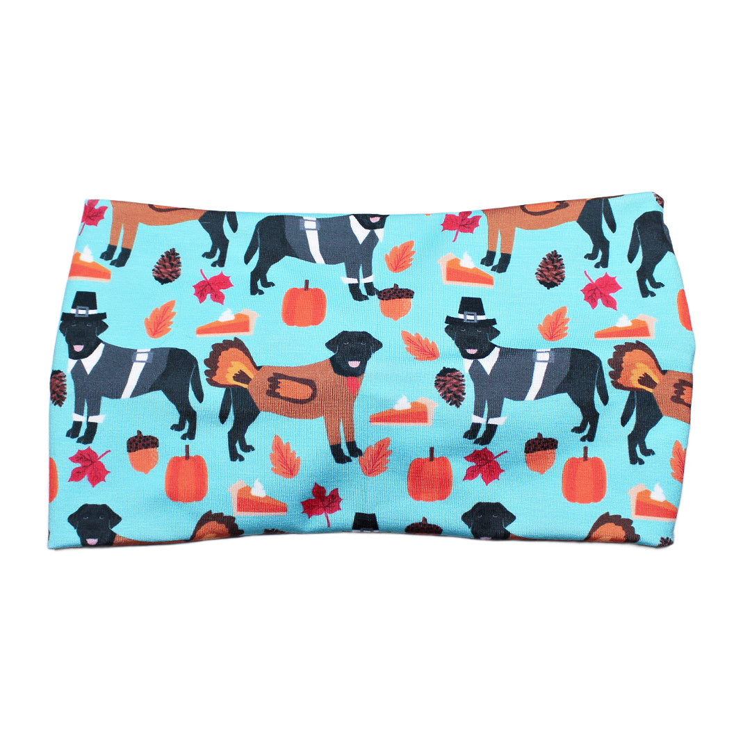 Wide Thanksgiving Labrador Dog Print Headband