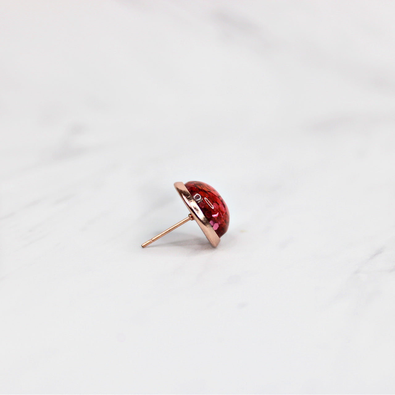 Pink or Red Glitter Holiday Stud Earrings