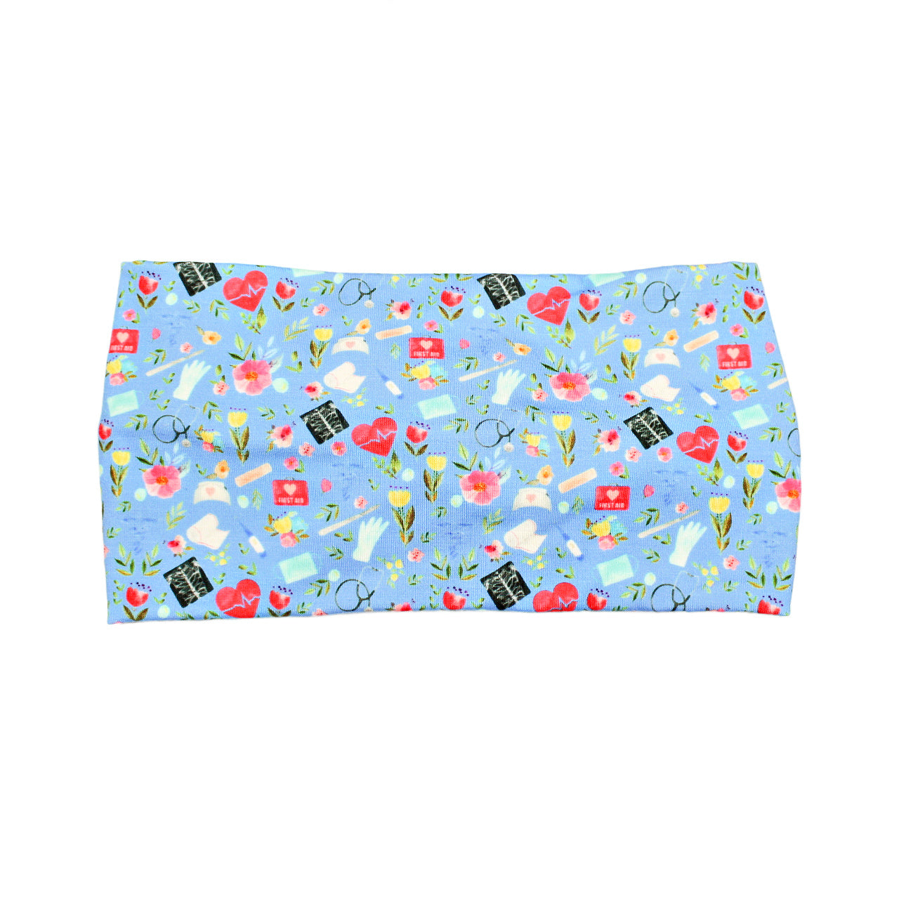 Wide Nurse Print Headbands for Women, Blue, Burgundy, Turquoise, Love to Care
