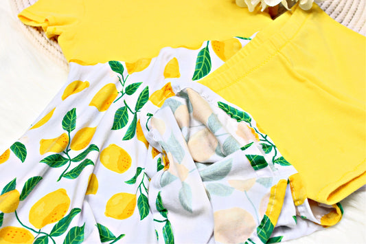 2T Lemon Sun Dress and Shorts Set, Ready to Ship