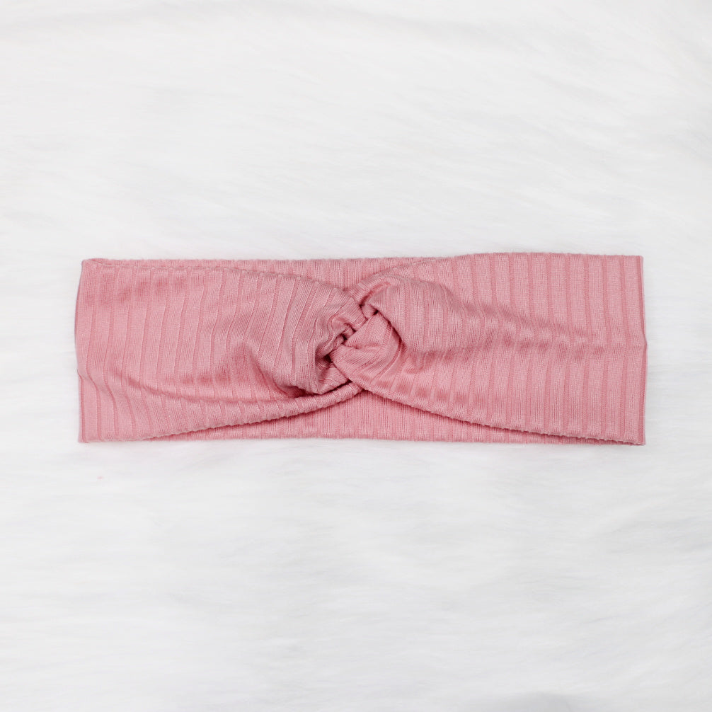Rib Knit Solid Headband, Super Soft, Black, Blush Pink