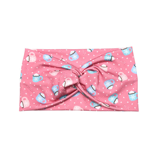 Wide Pink Winter Coffee Cups Headband
